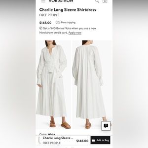 FREE PEOPLE- Charlie Long Sleeve Shirtdress Size L
